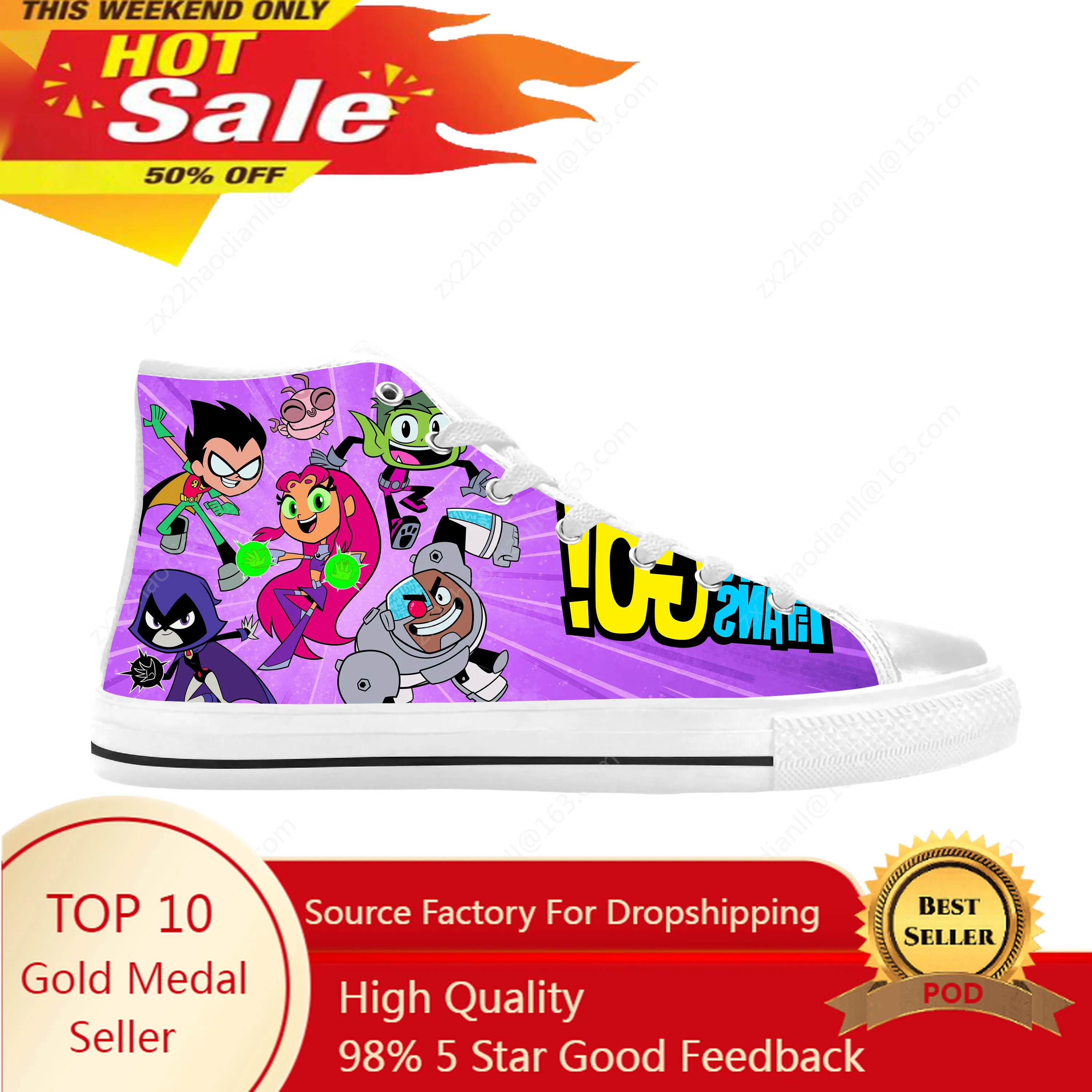 

Titans Anime Cartoon Manga Comic Teens Superhero Casual Cloth Shoes High Top Comfortable Breathable 3D Print Men Women Sneakers