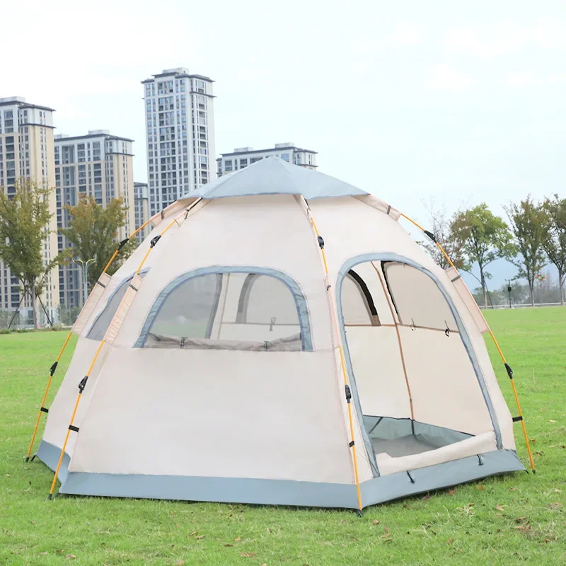 Tienda de campaña plegable para 6 personas, equipo portátil automático para acampar al aire libre, completamente rápido, abierto, a prueba de lluvia, protector solar, desierto