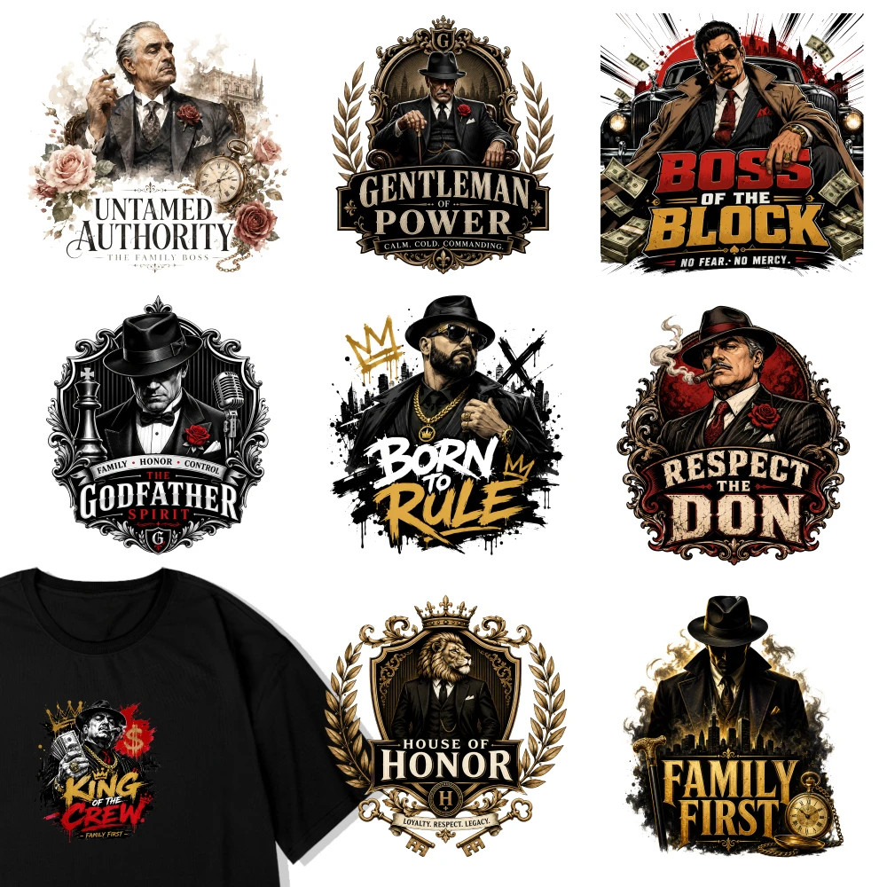 9 Pcs Mafia Boss Gentleman Power Boss Block Godfather Spirit Born Rule Respect Don King Crew House Honor Family