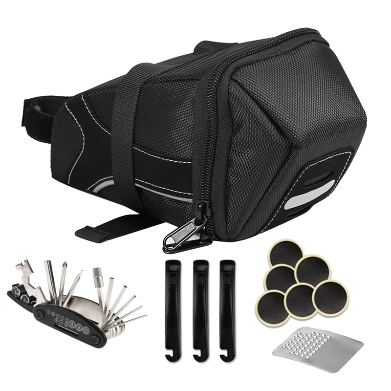 

Bicycle Saddle Bag Bike Seat Pack Bag 16 In 1 Bike Repair Tool Kits Bicycle Multi Function Repairing Tool Kit