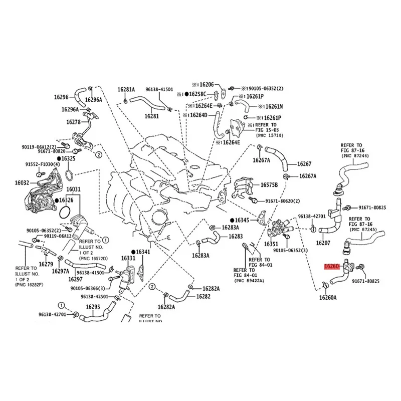 Classy-Car Radiator Bypass Hose Assembly 16260-F0010 For Toyota Camry Avalon RAV4 Lexus ES3 2018-2023 Bypass Pipe Tube Rubber