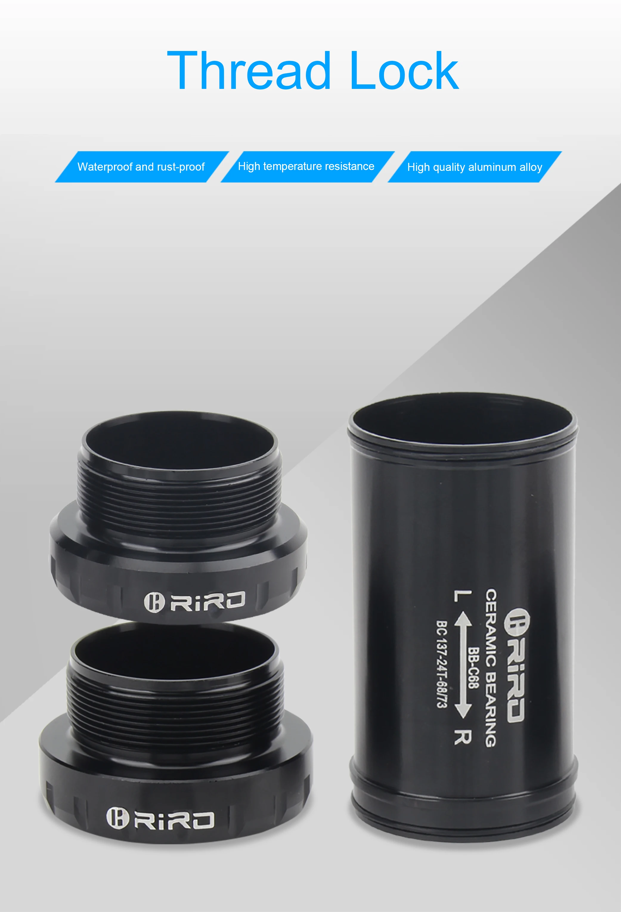 RIRO Fahrrad Keramik Tretlager BB68/BB92 68/73 MM Gewinde BB MTB Abgedichtete Lager Rennrad 1,37/24mm Welle Universal Teile – Detail 3