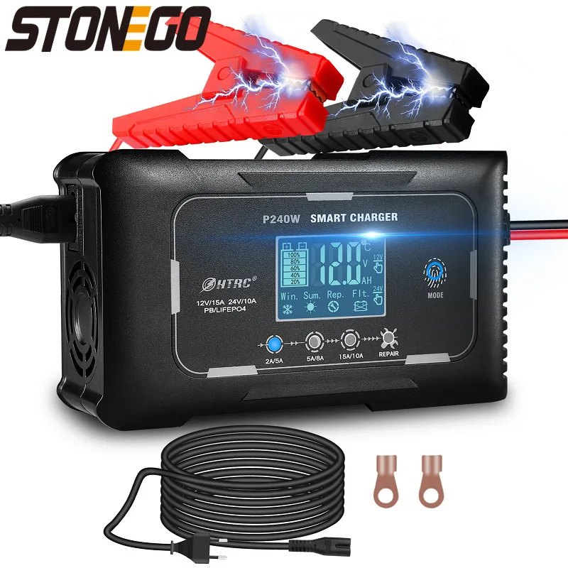 

Smart 12V 24V Battery Charger Temperature Adaptive 3 Level Current Multiple Protections for Lead Acid AGM LiFePO4