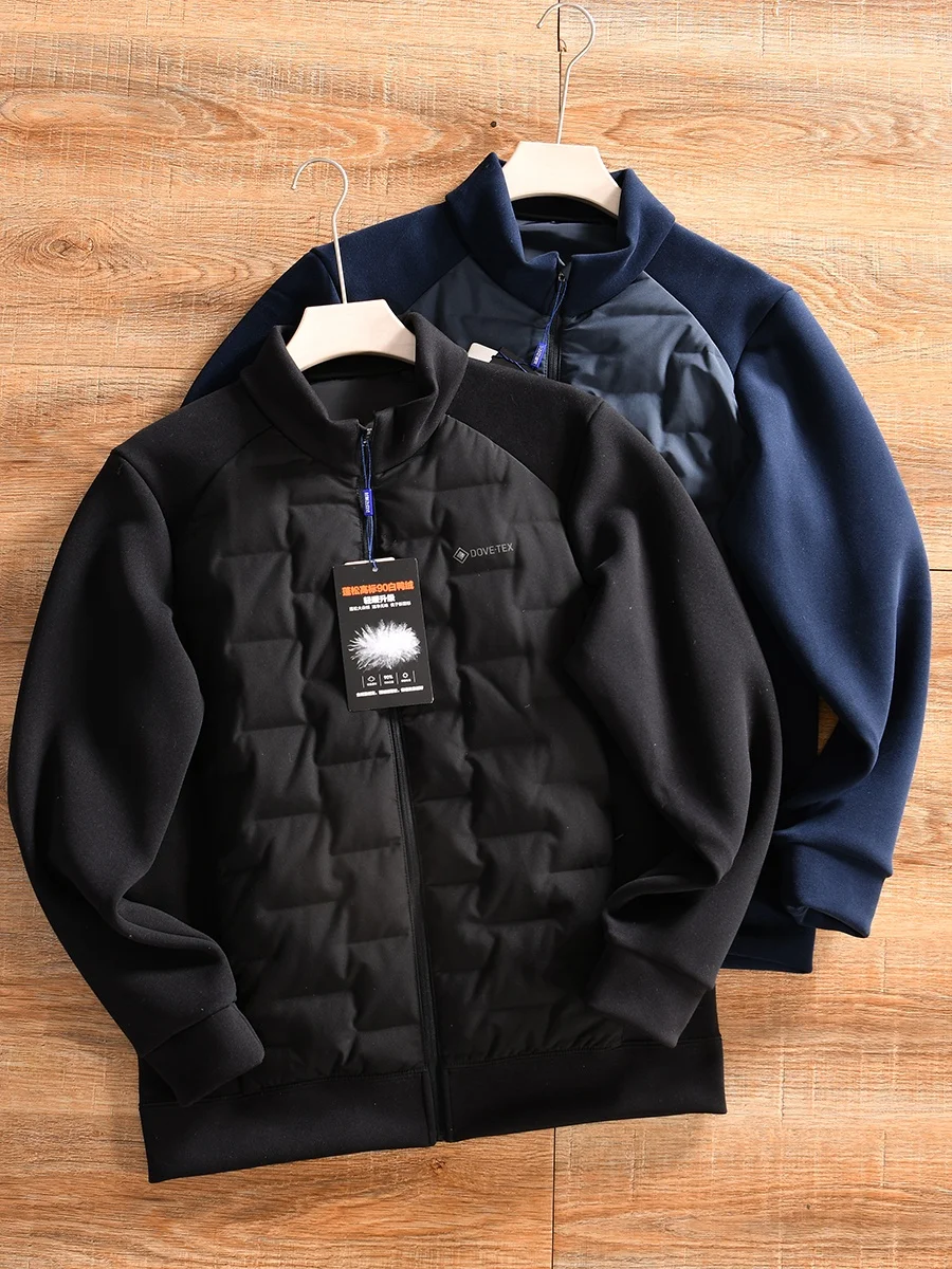 

Casual Sporty Duck down Jacket Men's Youth Polyester Fiber 90% White Duck down Stiched Fill Long Sleeve Zipper Closure Jacket