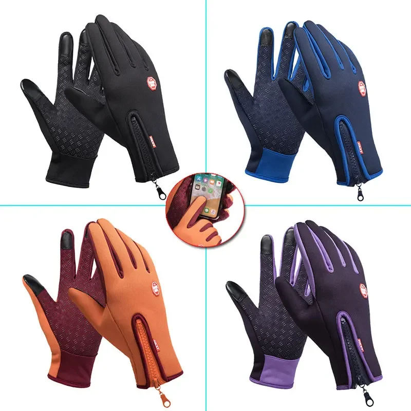 Winter Warm Cycling Gloves Men Women Full Fingers Waterproof Touch Screen Fleece Gloves for Outdoor Sport Motorcycle Driving Ski