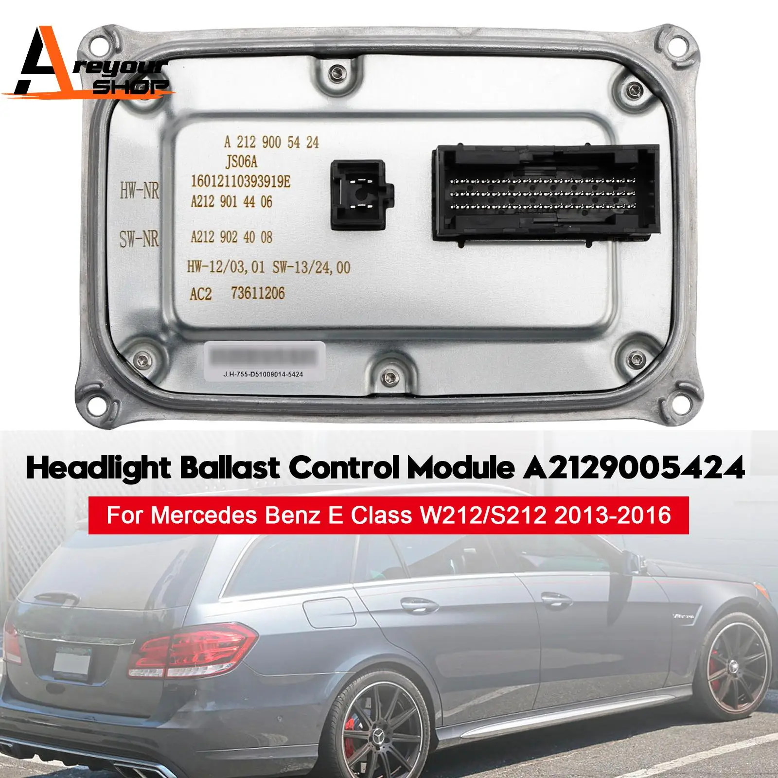 Areyourshop Headlight Ballast Control Module A2129005424 for Mercedes Benz W212/S212