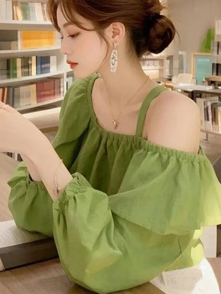 

Unique Chic oulder-baring irt Anti-aging Trendy Spring Wear Women's Premium Faion Long Sve One-piece Casual Sle