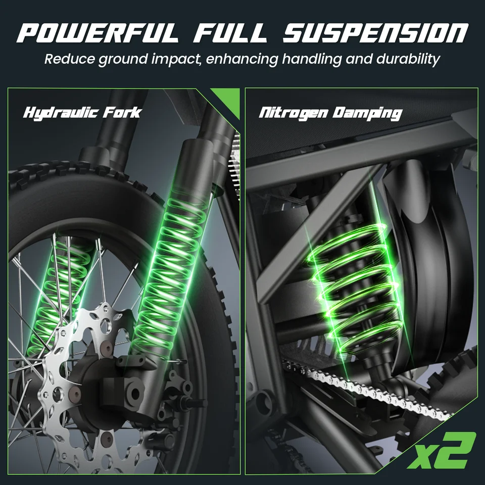 Electric Bike VIPCOO H2 3500W 48V 23AH Electric Motorcycle 12/14" Fat Tire Dirt Bike for Teenagers and Adults image 7