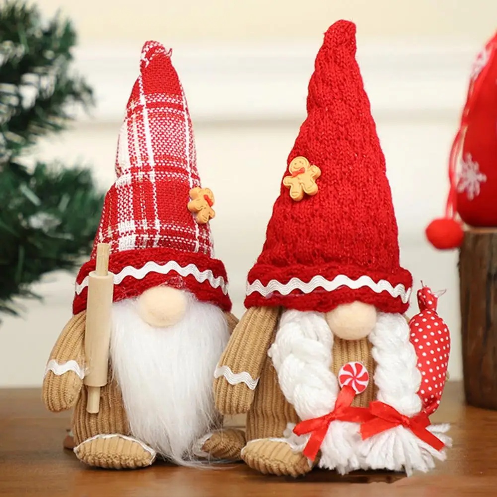 

Scandinavian-inspired Decorations Handmade Christmas Gnome Decorations Gingerbread Figurines Candy Gnomes Plush Stuffed for Home