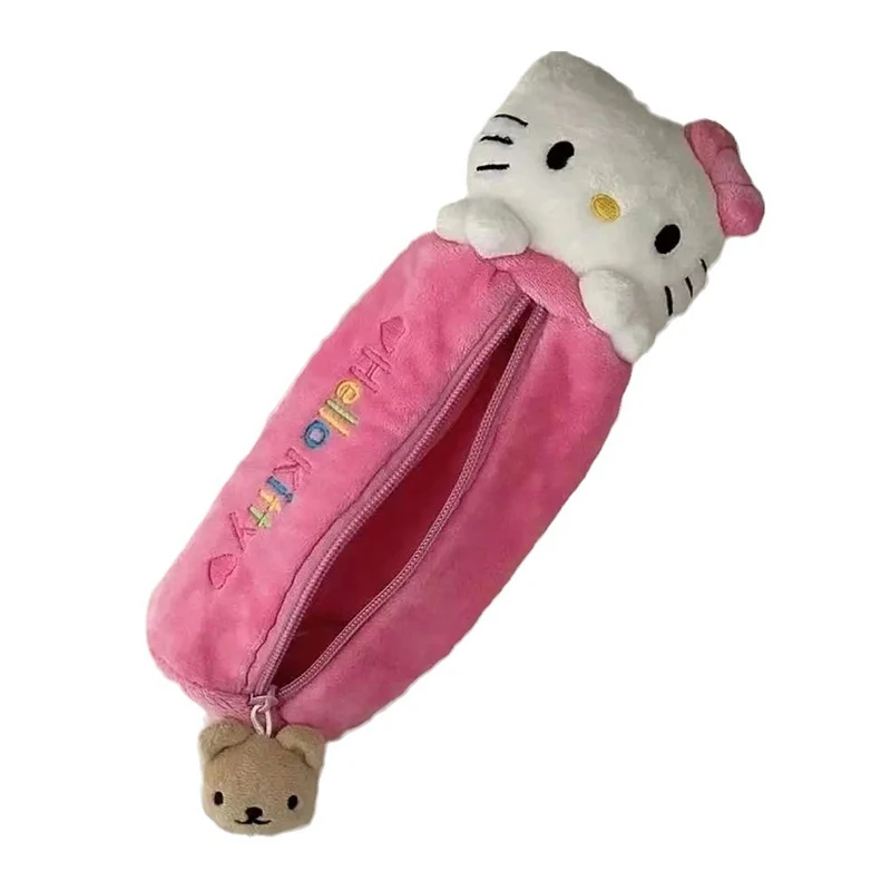 Imagem -06 - Estojo para Lápis Sanrio Kawaii Hello Kitty Boneca de Pelúcia Anime Desenhos Animados Doces Rosa Bonito Cartucho Grande Material Escolar Bolsa de Papelaria