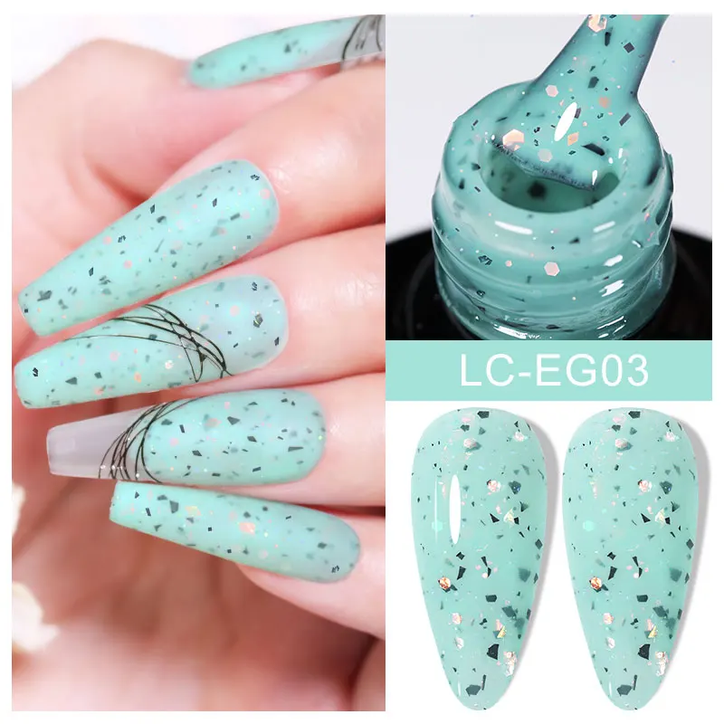 LILYCUTE 7ML Glitter Eggshell Gel Nail Polish Black Egg Shell Effect Manicure Semi Permanent Soak Off UV/LED Nail Art Varnish