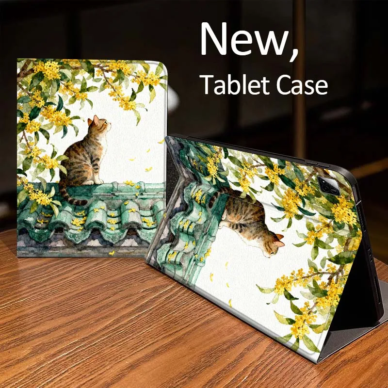 

Cartoon Black White Cat For Xiaomi Mi Redmi Pad 2 4 5 7S 6S 6 7 8 Plus SE Pro K 2025 inch 8.7 11 Tablet Case