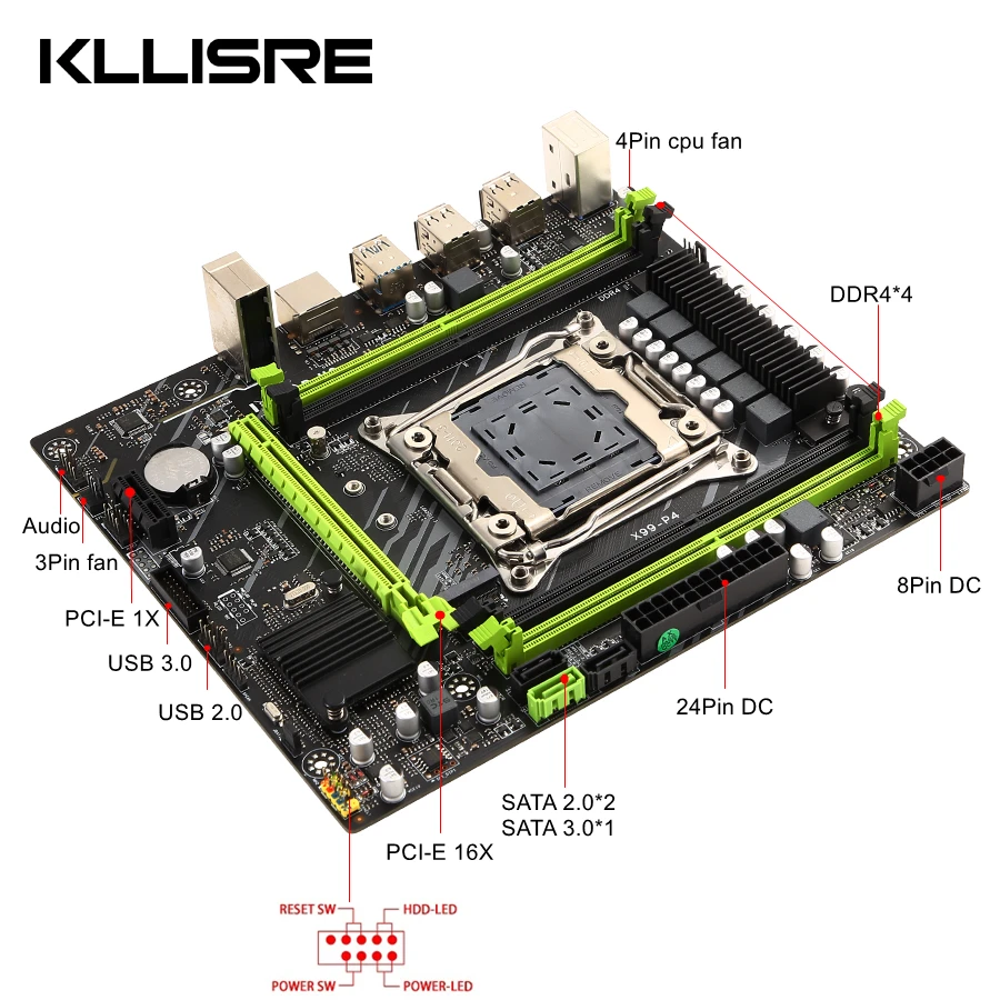 Kllisre x99 conjunto de kit combo placa-mãe lga 2011-3 xeon e5