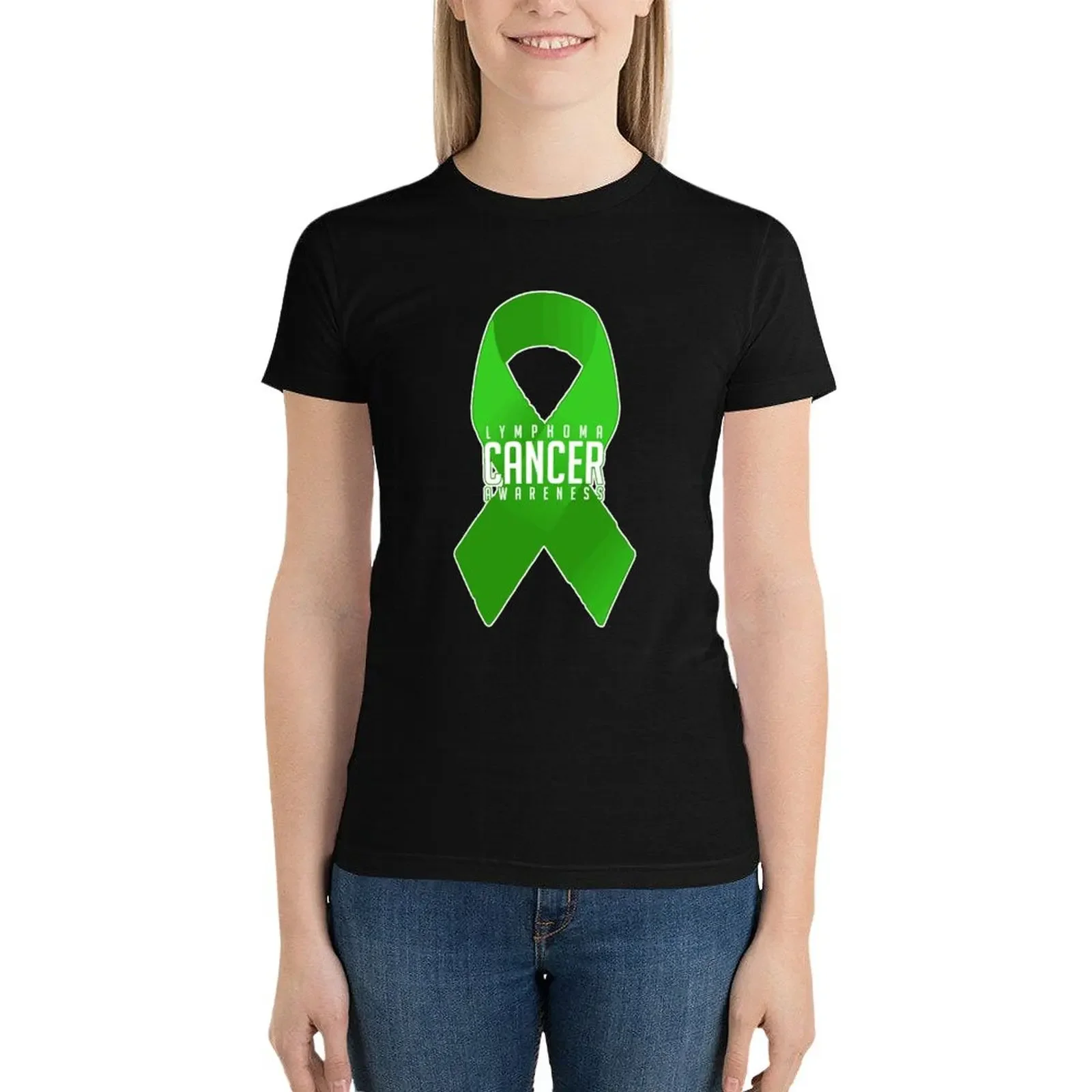 

Green Ribbon Lymphoma Cancer Awareness Advocacy Gift T-Shirt Aesthetic clothing plus size tops korean fashion Woman clothes