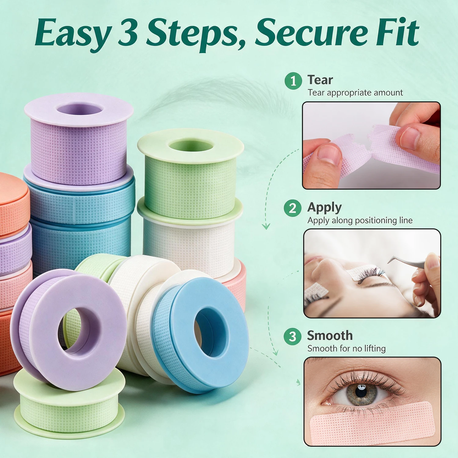 PMU Non-Woven Micropore Tape Hypoallergenic Low Adhesive Eyebrow Tattoo Positioning Tape Easy Tear Breathable PMU Aftercare Nigh