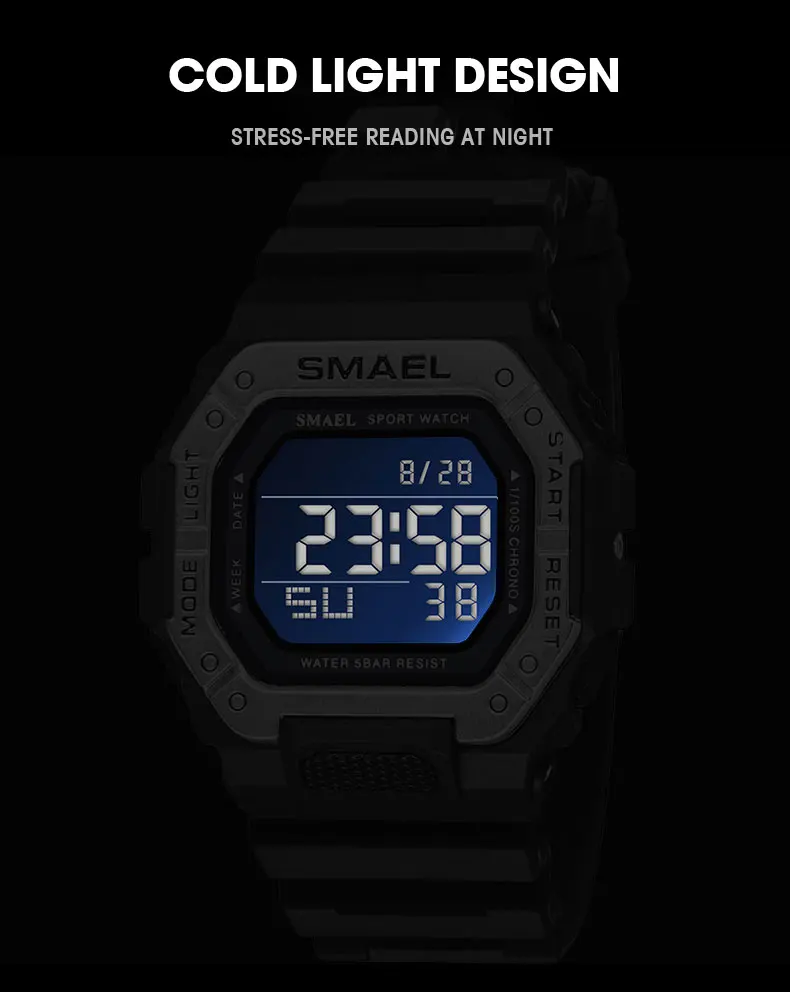 SMAEL 8059 Men's Digital Sport Watch - 50M Waterproof LED Backlight Alarm Chronograph Stopwatch Shock Resistant view 4