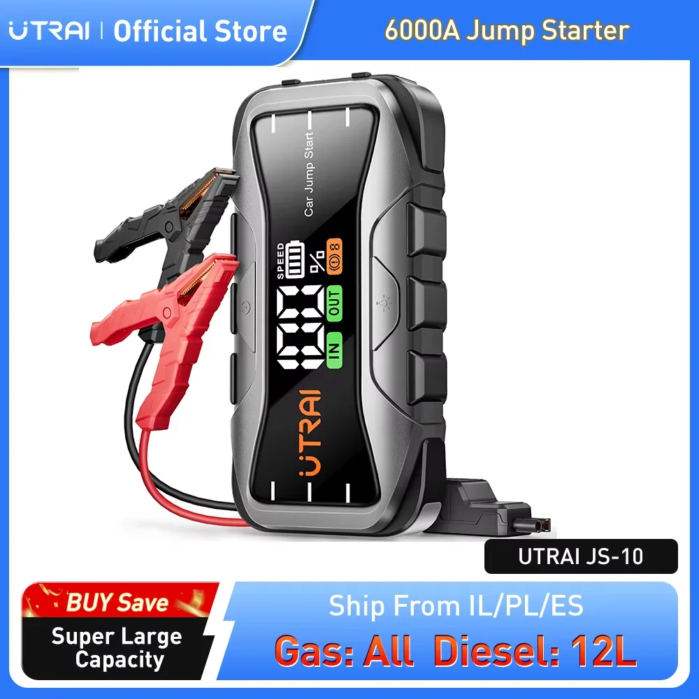 UTRAI 27000mAh urządzenie do uruchamiania awaryjnego samochodu Power Bank 6000A wzmacniacz samochodowy automatyczne urządzenie do uruchamiania awaryjnego Jump Start dla benzyny Diesel