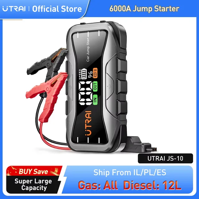 UTRAI 27000mAh urządzenie do uruchamiania awaryjnego samochodu Power Bank 6000A wzmacniacz samochodowy automatyczne urządzenie do uruchamiania awaryjnego Jump Start dla benzyny Diesel