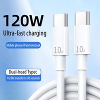 PD Dual Type-c Super Fast Charging Line 120W 10A Universal Fast Charging Data Line Iphone 15 16 Huawei Wire Rod 0.25/1/1.5/2/3m