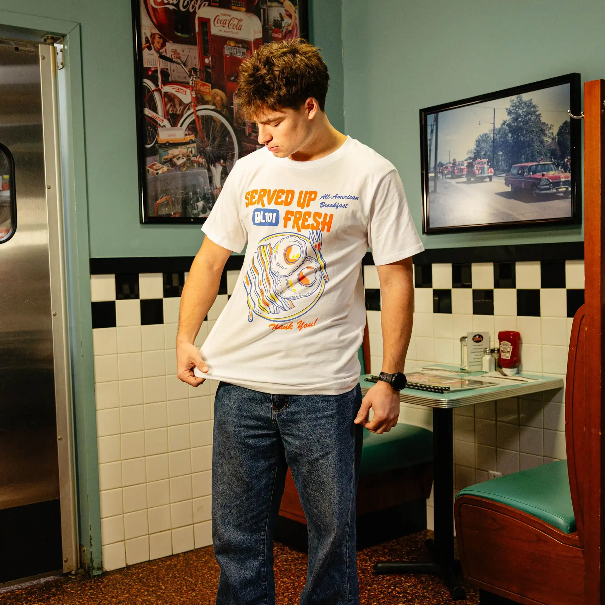 

101 Lifestyle of Men's and Women's Baseball for Teenagers/Adults Fun Breakfast Breathable Fashion Loose Summer Cotton T-shirt