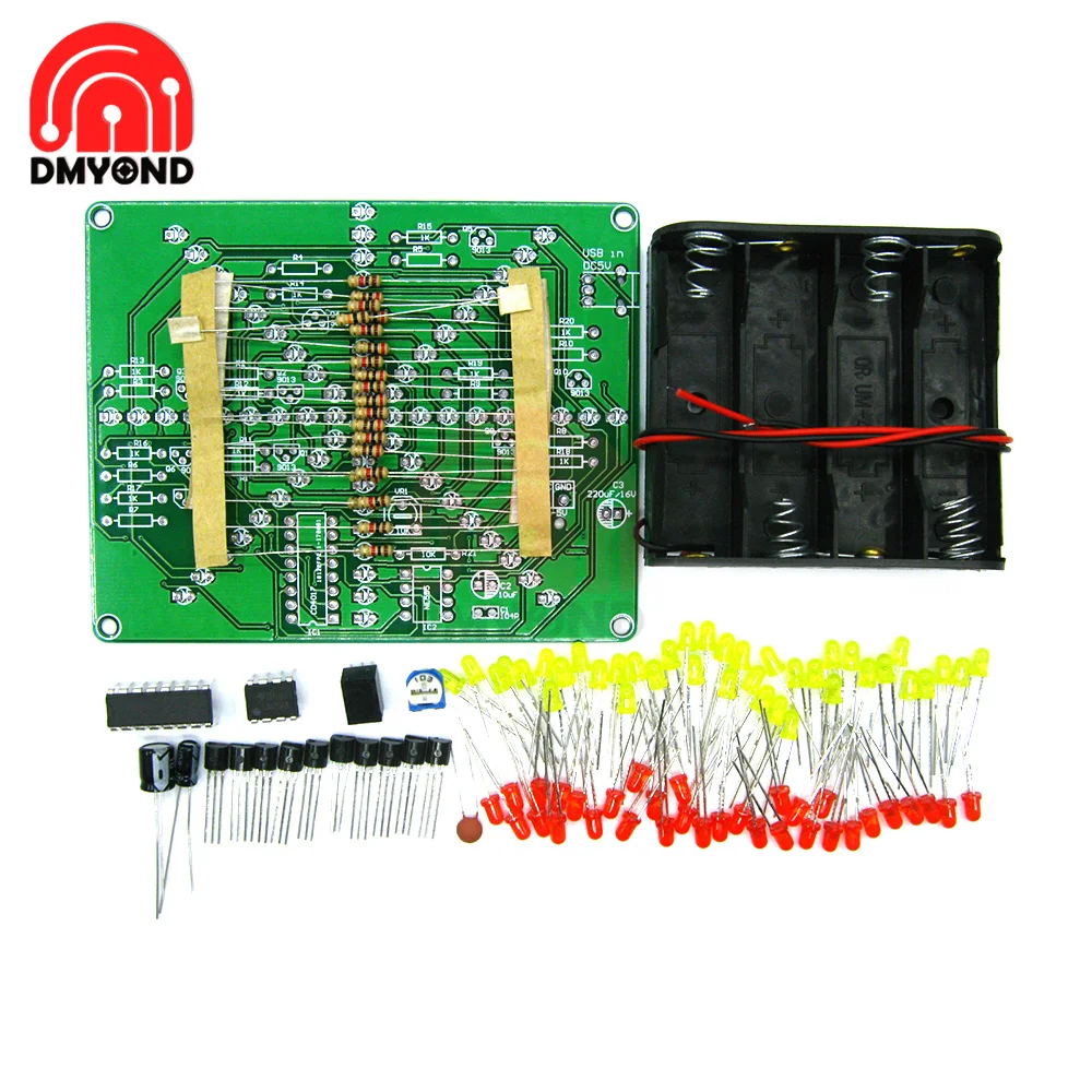 Electronic DIY Kit Flash Light Kits LEDs Red Yellow Dual-Color Flashing Soldering Practice Board PCB Circuit Training Suite