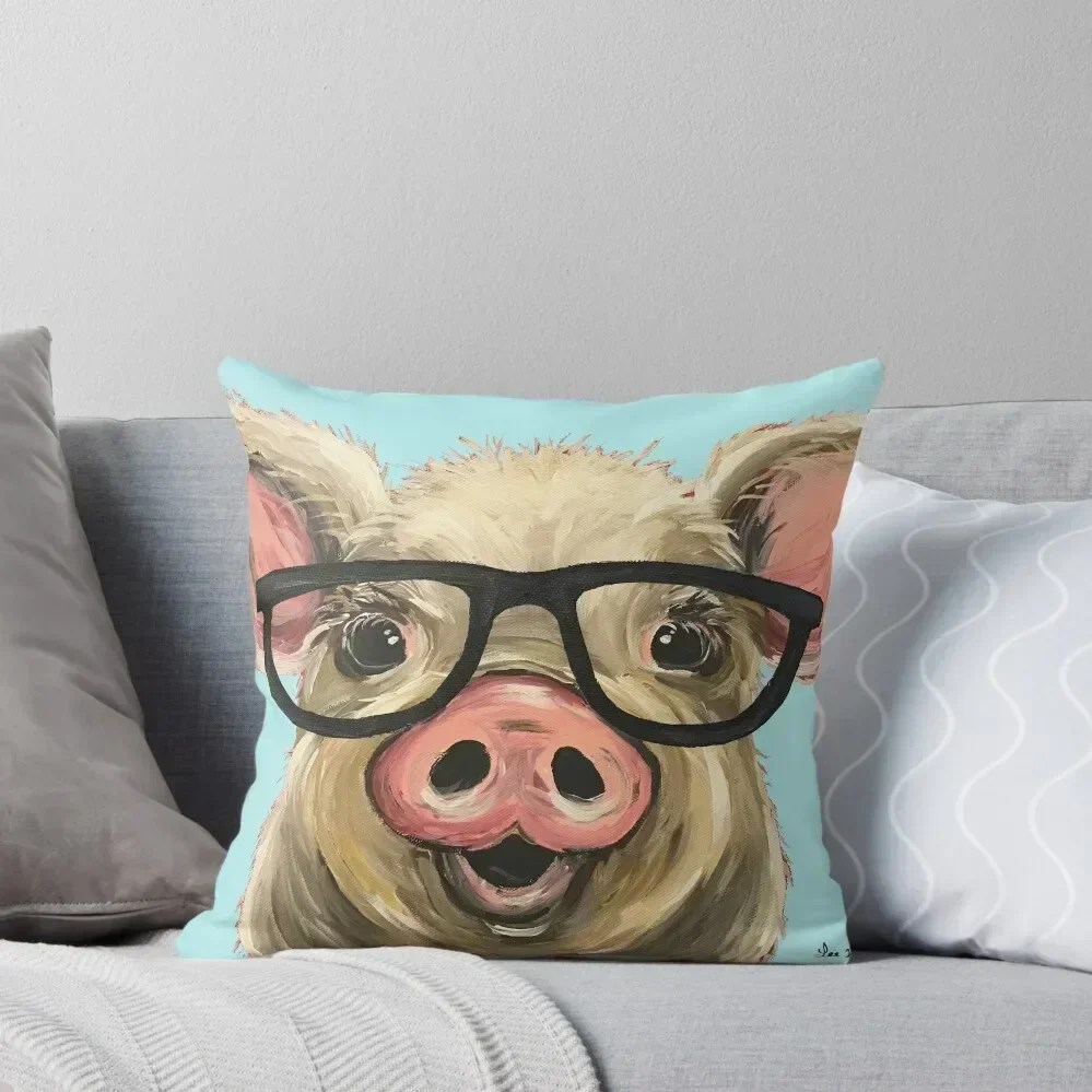 

Cute Pig Art, Pig with Glasses Throw Pillow Christmas Covers For Cushions Pillowcase Christmas Pillow Cases pillow