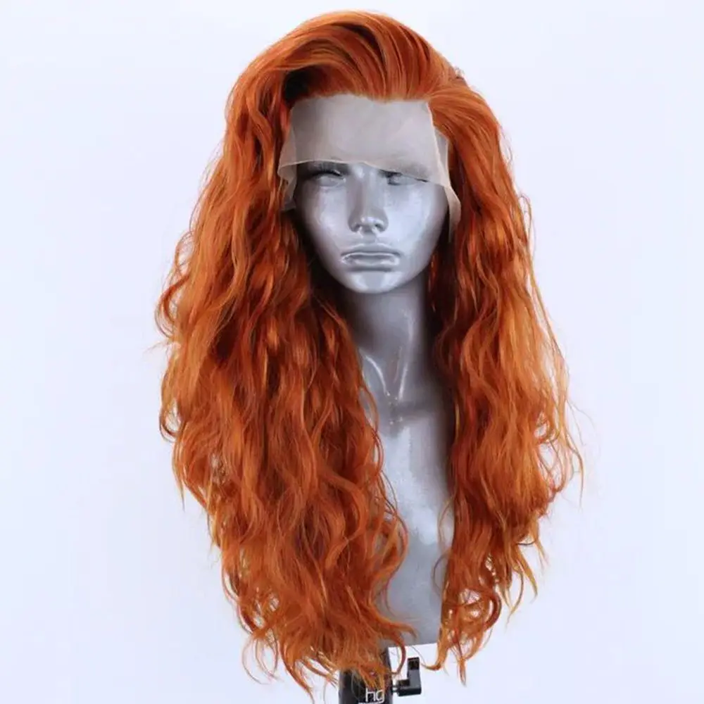 Heldere Bruine Lange Synthetische Pruik Water Wave Vrouwen Party Cosplay Lace Front Pruiken Nieuwe Mode Synthetische Pruik Dagelijkse Slijtage Pruiken