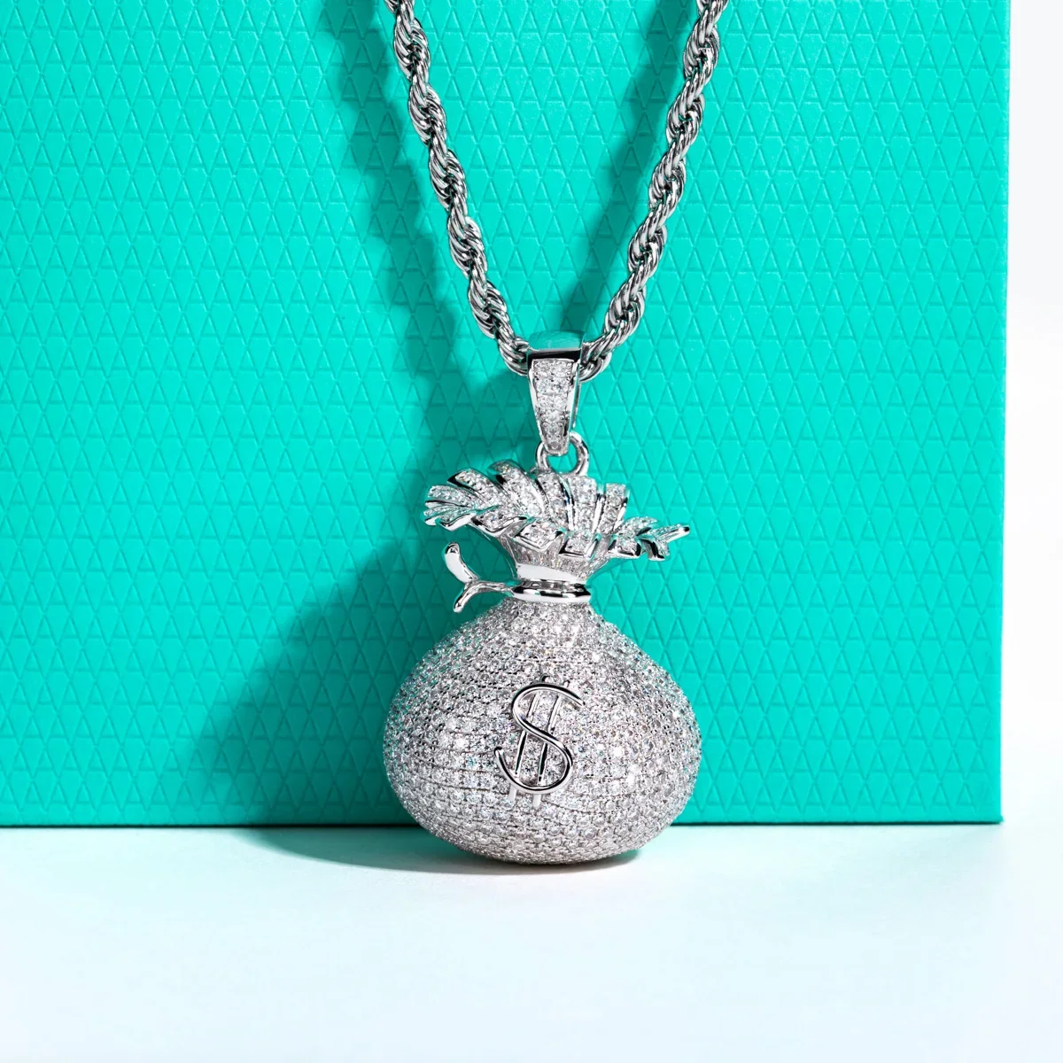 QIBAOKU 6.1cttw Moissanite Purse Pendant Layered Hip Hop Necklace GRA S925 Sterling Silver Age Metal Dope Jewelry for Men 2026