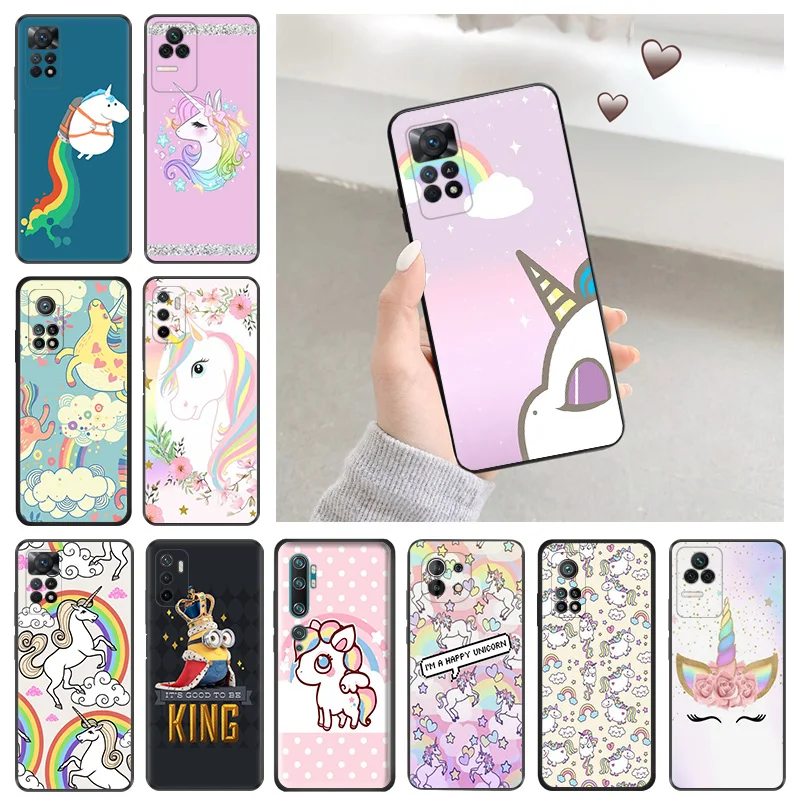 Silicone Soft Phone Case for Redmi Note 11 Pro 5G Note10 11S 10S 10A 10C Rainbow Unicorn Agnes Xiaomi 11 Lite 11T 10T Cover