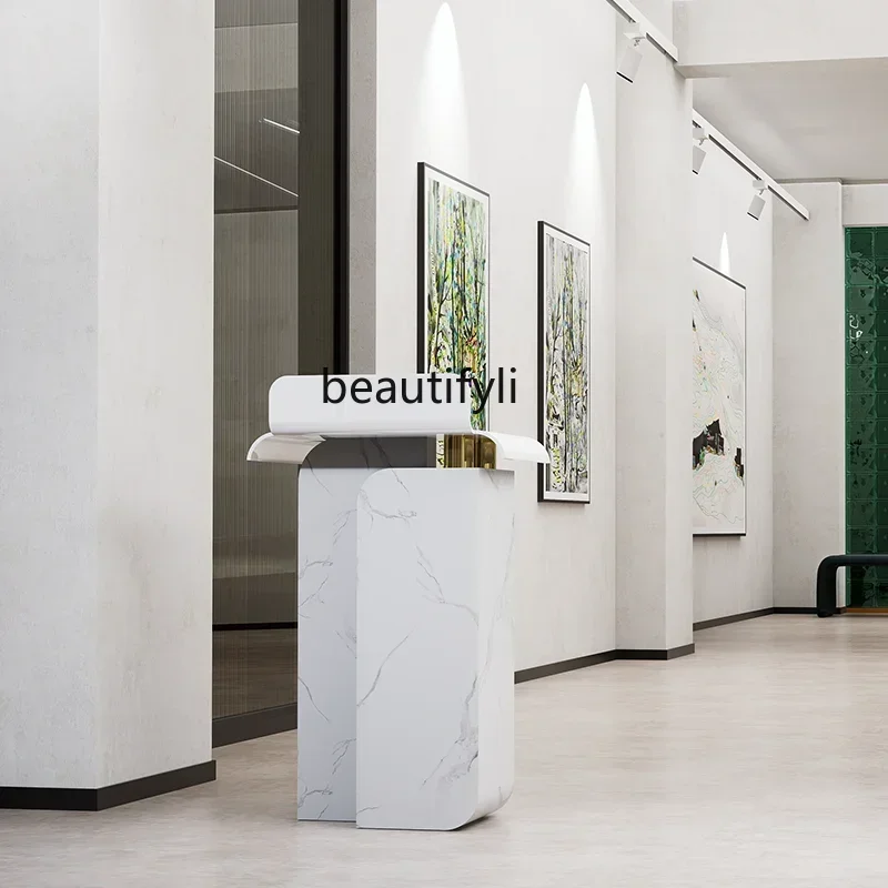 

X18 Reception desk, simple and modern restaurant consultation, welcome stainless steel cashier counter customization