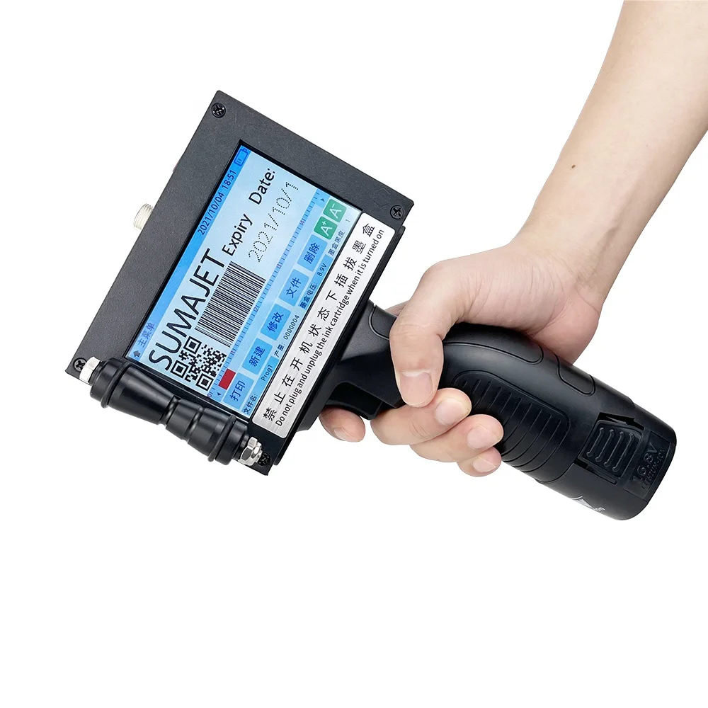 Handheld portable inkjet printer for expiration date batch code QR 