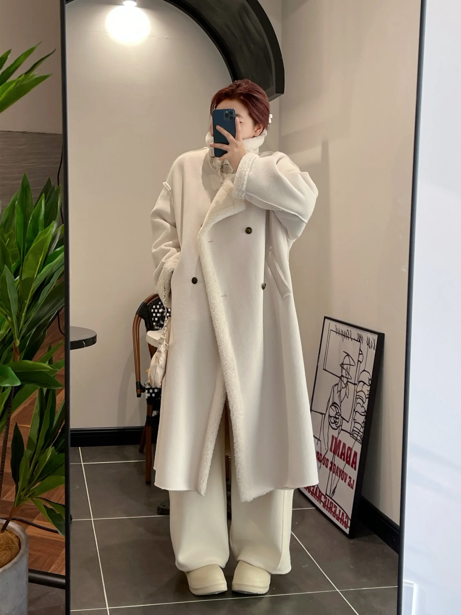 

Thick Big Size Women's Long Plush Jacket Winter Thick Warm Fat MM Slimming Super Beautiful Coat Commute Style Casual Leisure