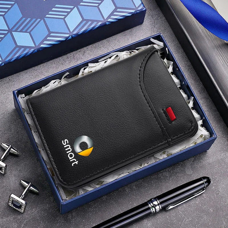 

For Smart Fortwo 451 450 453 EQ Forfour Coupe Cabrio Crossblade ROADSTER Forjere Car Leather Wallet Card Ticket Storage Bag