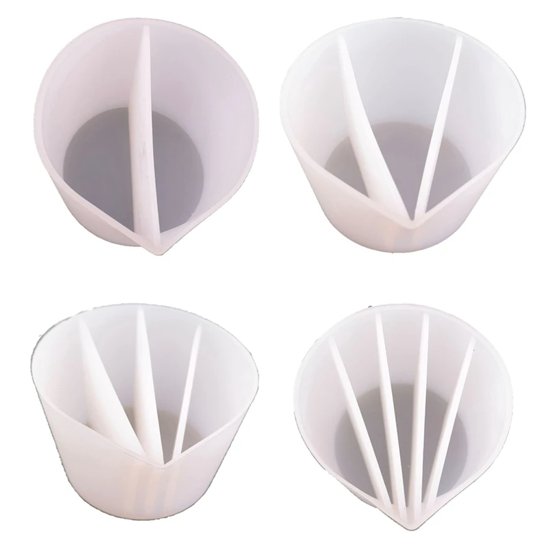 

4Pc Silicone Split Cups For Paints Pouring Acrylic Paint Pour Cup 2/3/4/5 Channels Dividers DIY Epoxy Resin Tools