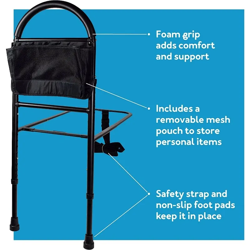 Rieles de seguridad de acero para cama de adultos para personas mayores y asistencia, color negro, capacidad de peso de 300 lb