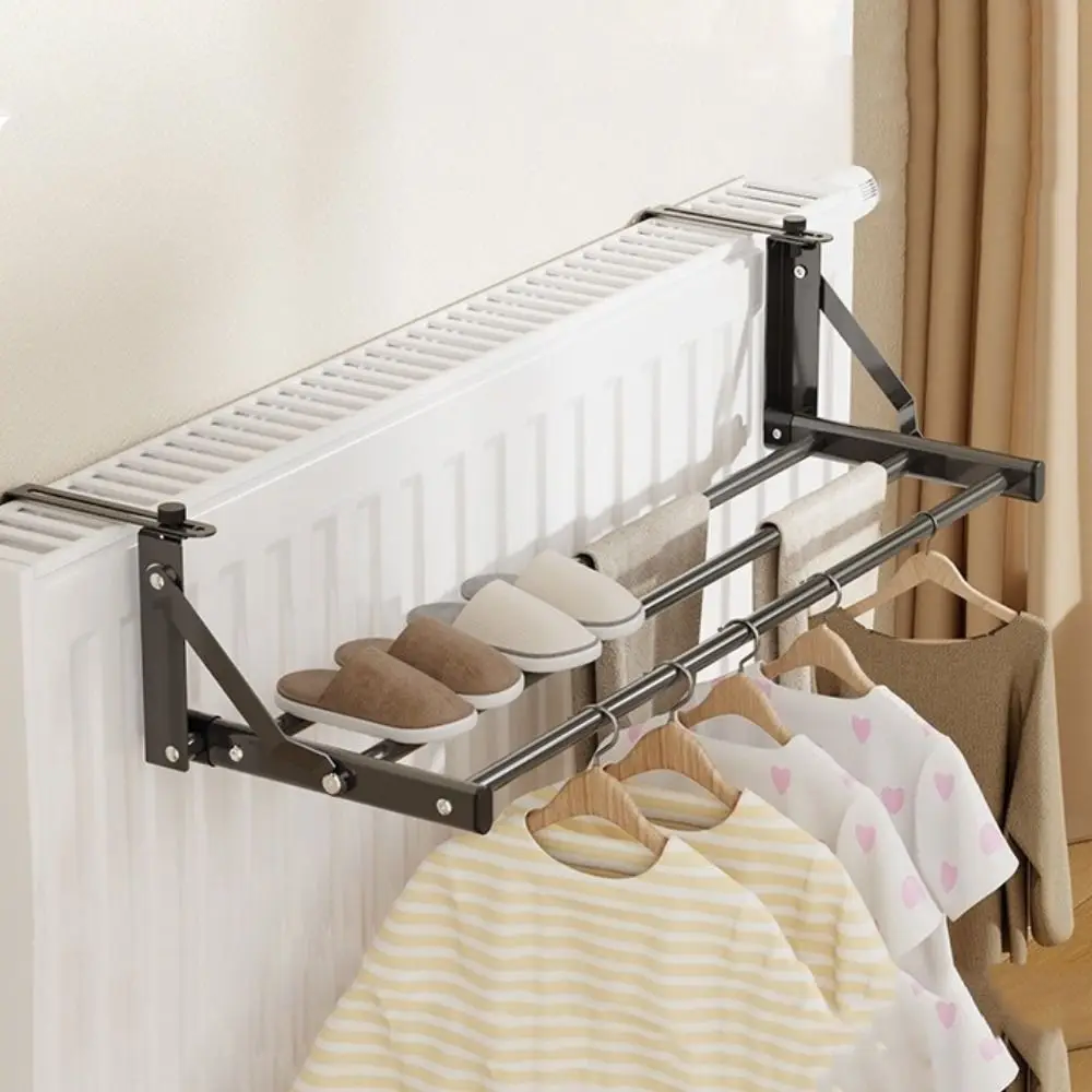

Carbon Steel Radiator Drying Rack Folding Wall Mounted Retractable Radiator Cloth Airer Space Saving Clothes Drying Rack