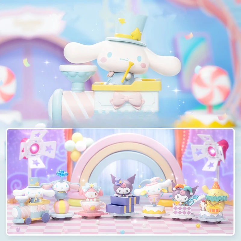 Sanrio Familie Blind Box Parade Circus Kuromi Cinnamoroll My Melody Pompompurin Verjaardagscadeau Kinderspeelgoed Kawaii Anime