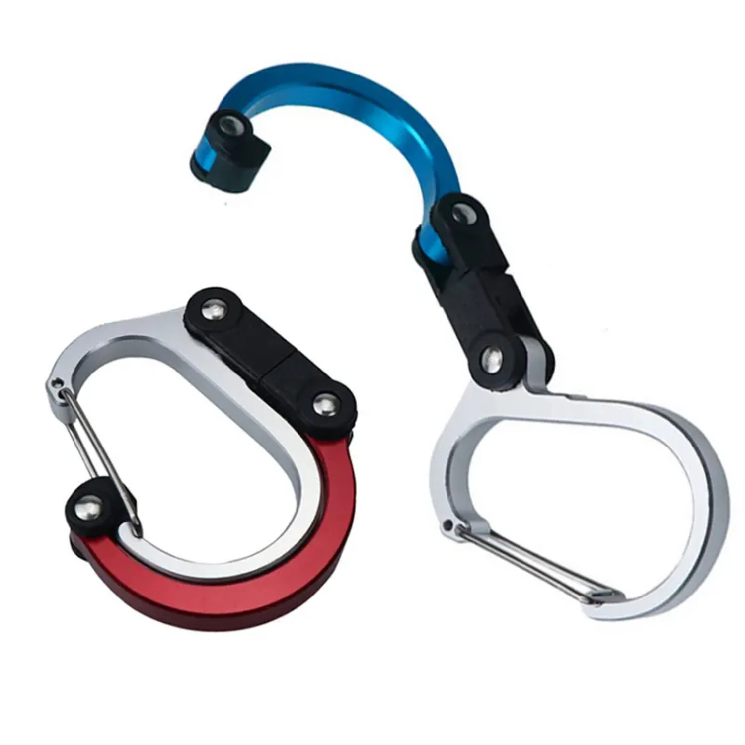 Hybrid Gear Clips Multi- Swivel Buckle D-Type Carabiner Non-Locking Strong Clip Camping Fishing Hiking Travel Outing