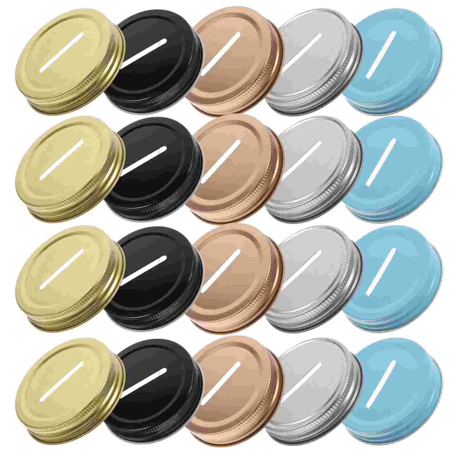 20 Pcs Mason Piggy Bank Lid Jar Sealing Covers Wake up Coin Slot Caps Lids Practical Leakproof