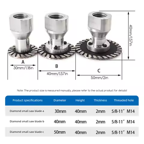 30/40/50mm Mini Diamond-Cutting Blades Removable Flange Small Diamond-Cutting Discs Fast Smoothing Tile Glass Stone Hard Cut