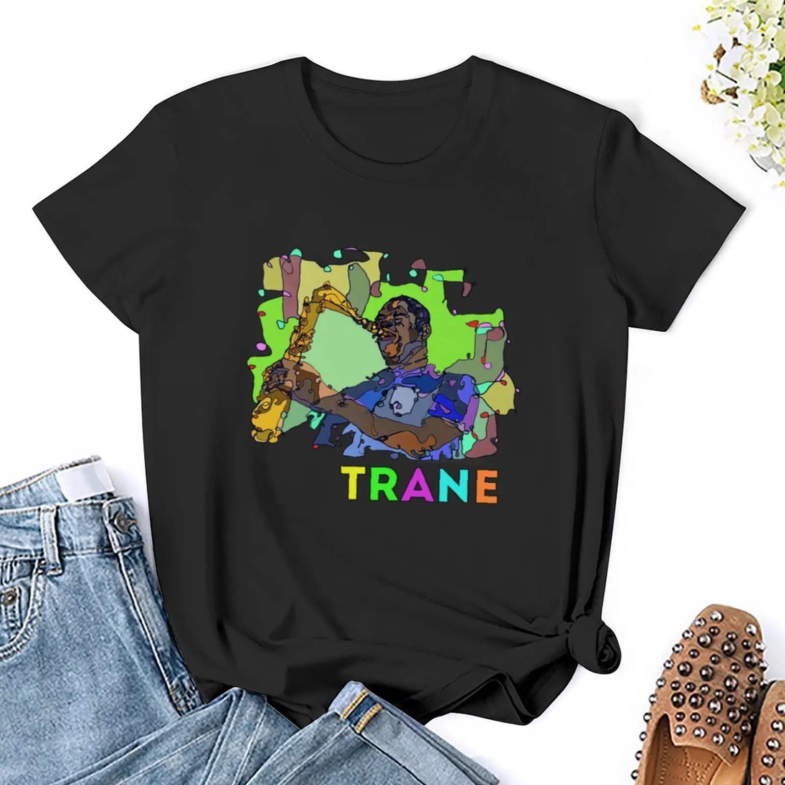 TRANE (John Coltrane) - Jazz Legends Art Series by Hristo vatchev t-shirt abbigliamento estetico abbigliamento femminile abbigliamento per donna