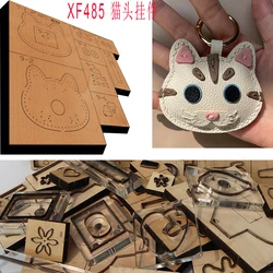 Wooden DieCat keychain Leather Craft Punch Hand Tool Cut cat bag hanger cutting mold