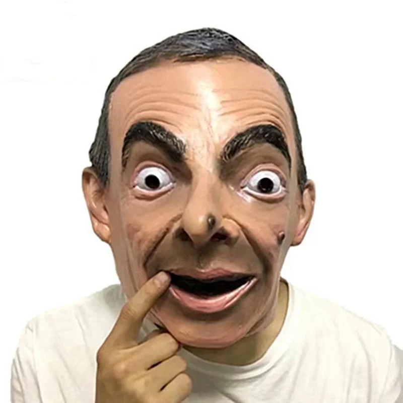 Halloween Mask Cosplay Mr Bean Headgear Latex Mask Party Masques Carnaval Funny Mask for Men