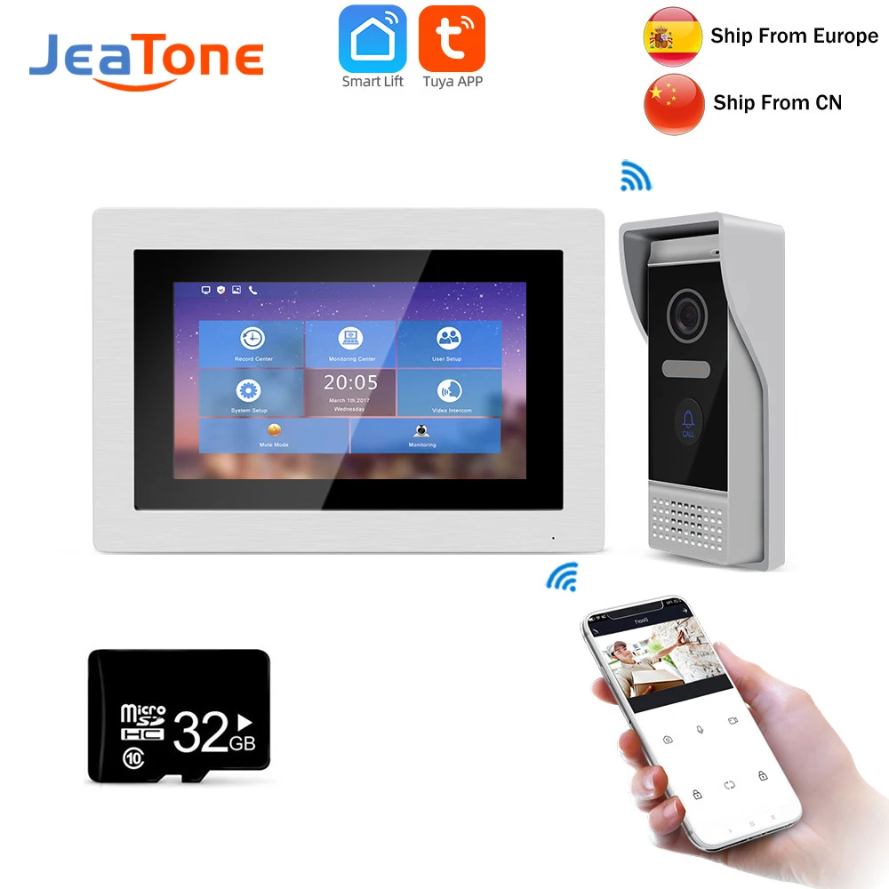 Jeatone Ip Draadloze Video Intercom Toegangscontrole Slimme Deurbel Met Touchscreen & 720P Hd Camera