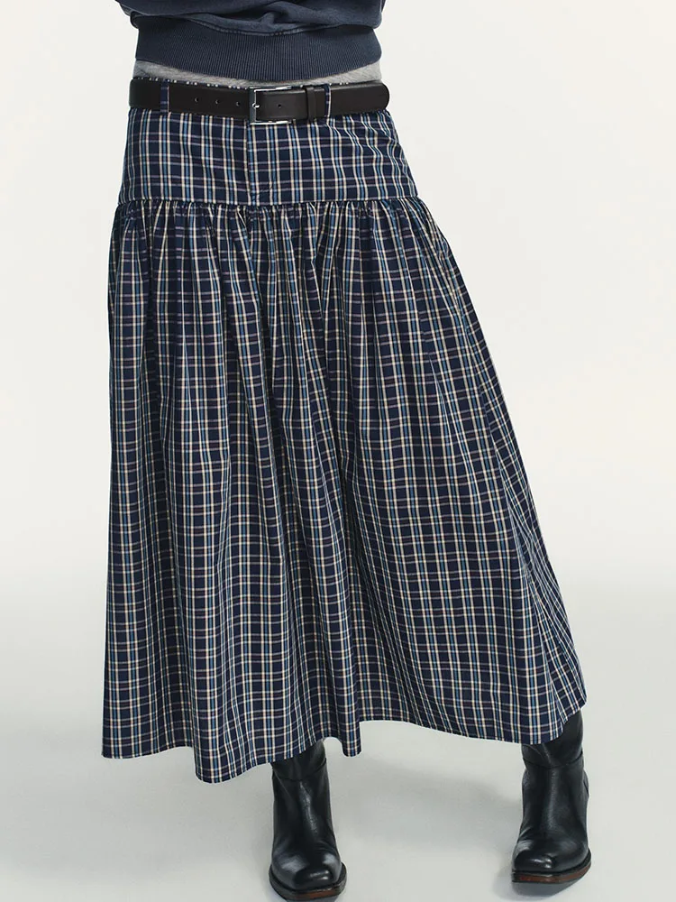 تنورة ميدي أنيقة وحلوة مع حزام بتصميم مربعات، إصدار جديد لشتاء 2025، أزياء نسائية تقليدية صينية للمسرح #2