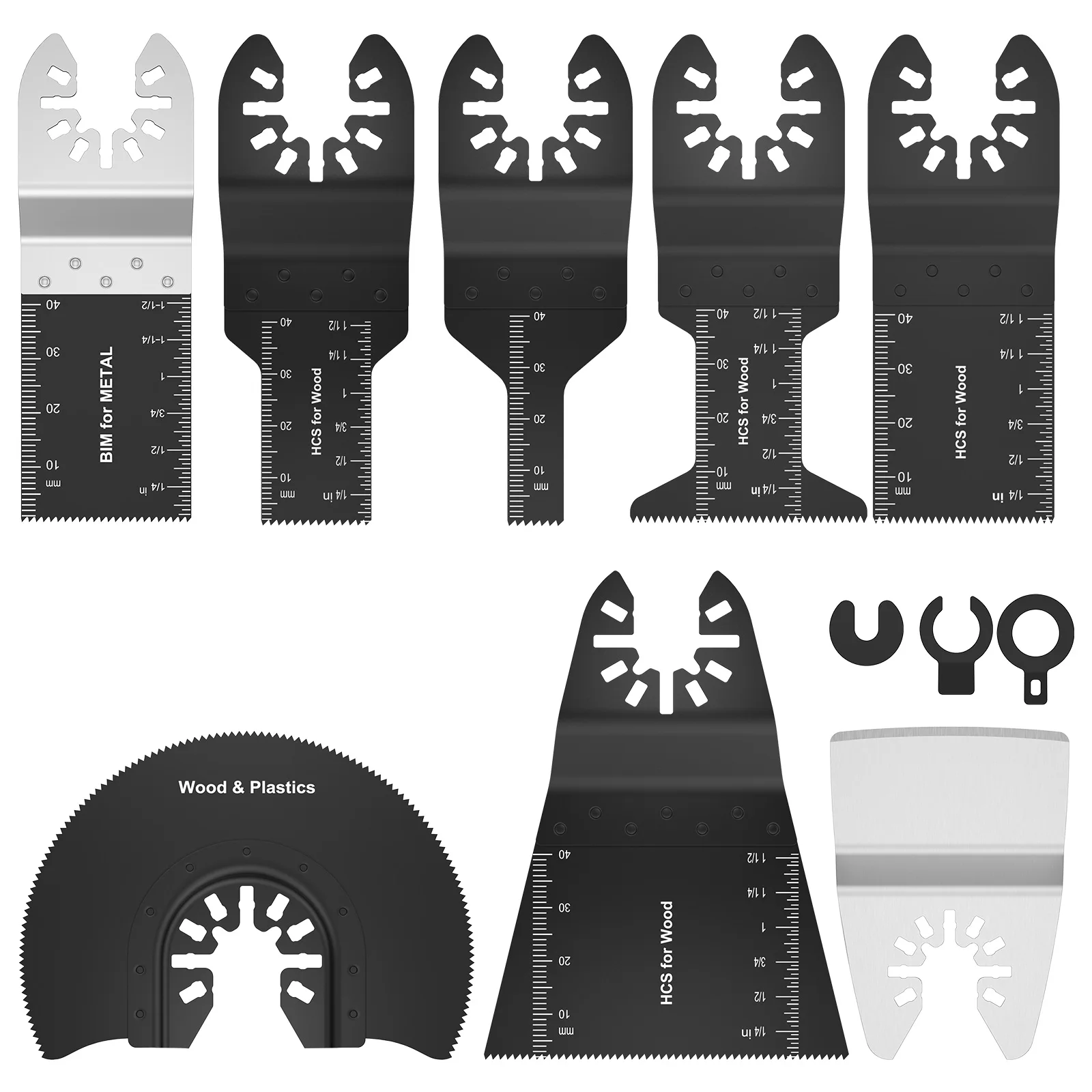 New 8Pcs Oscillating Saw Blades Set Bi-metal Stainless Steel Multitool Blades Kit Quick Release Oscillating Blades Precise