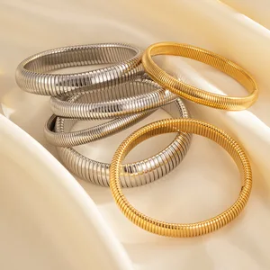 Peri'sbox Elastik paslanmaz çelik, toptan metal, punk, bilezik kadınlar 18 k altın kaplama charm 8/10/12/20 / 16mm bilek kayışı, elastik, özel Bilekliğin ilk 10 satışı, cartier nail - №9