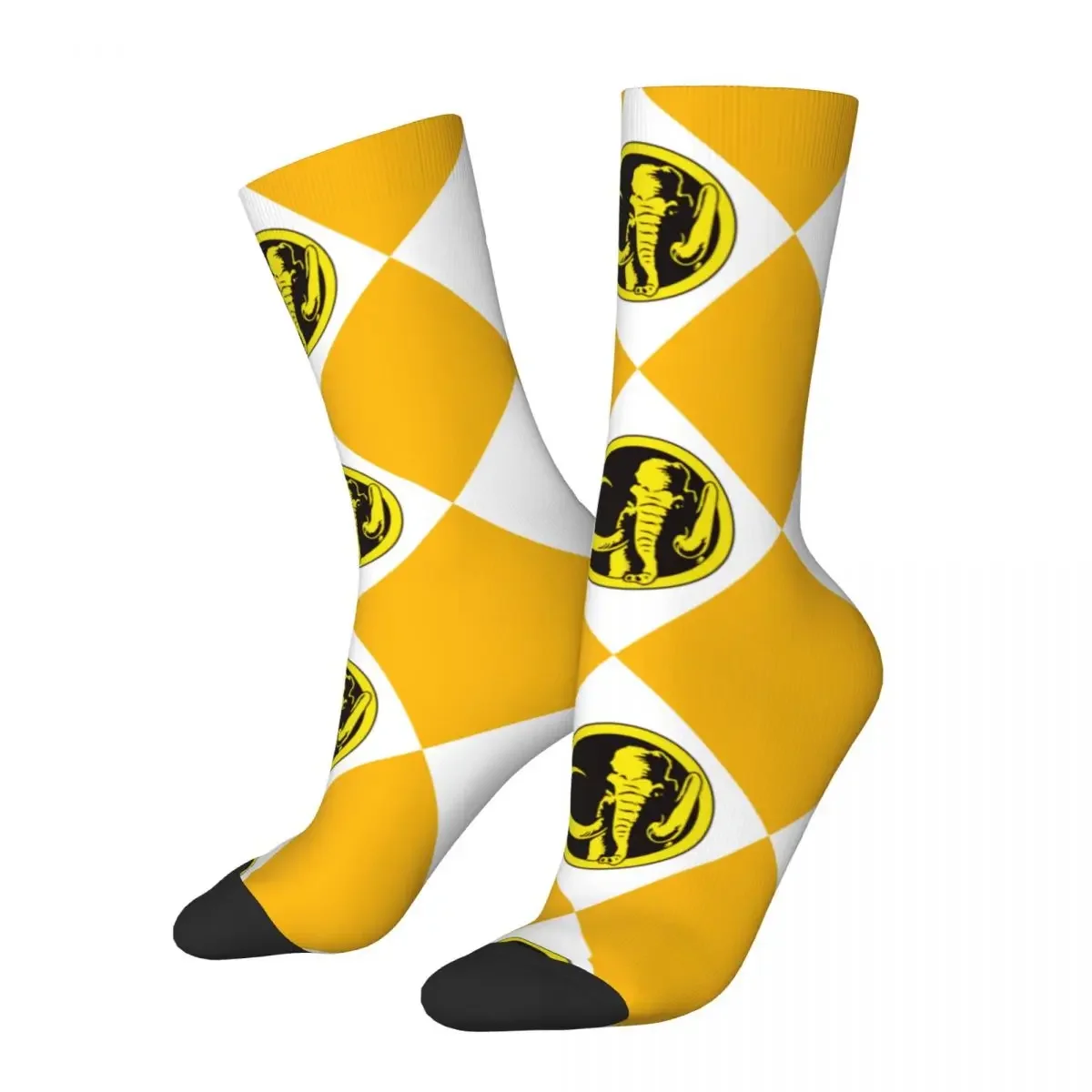 Retro MMPR Black Ranger With Coin Design Theme Sports Socks Accessories Spring Autumn Winter Novelty Cute Crew Socks Breathable