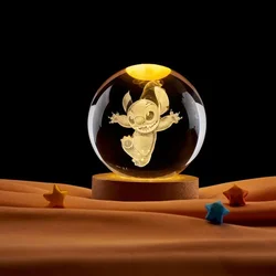 6cm Stitch Cartoon 3D Crystal ball Crystal Planet Night light Laser Carving Birthday Gift Home Desktop Decoration Birthday Gift