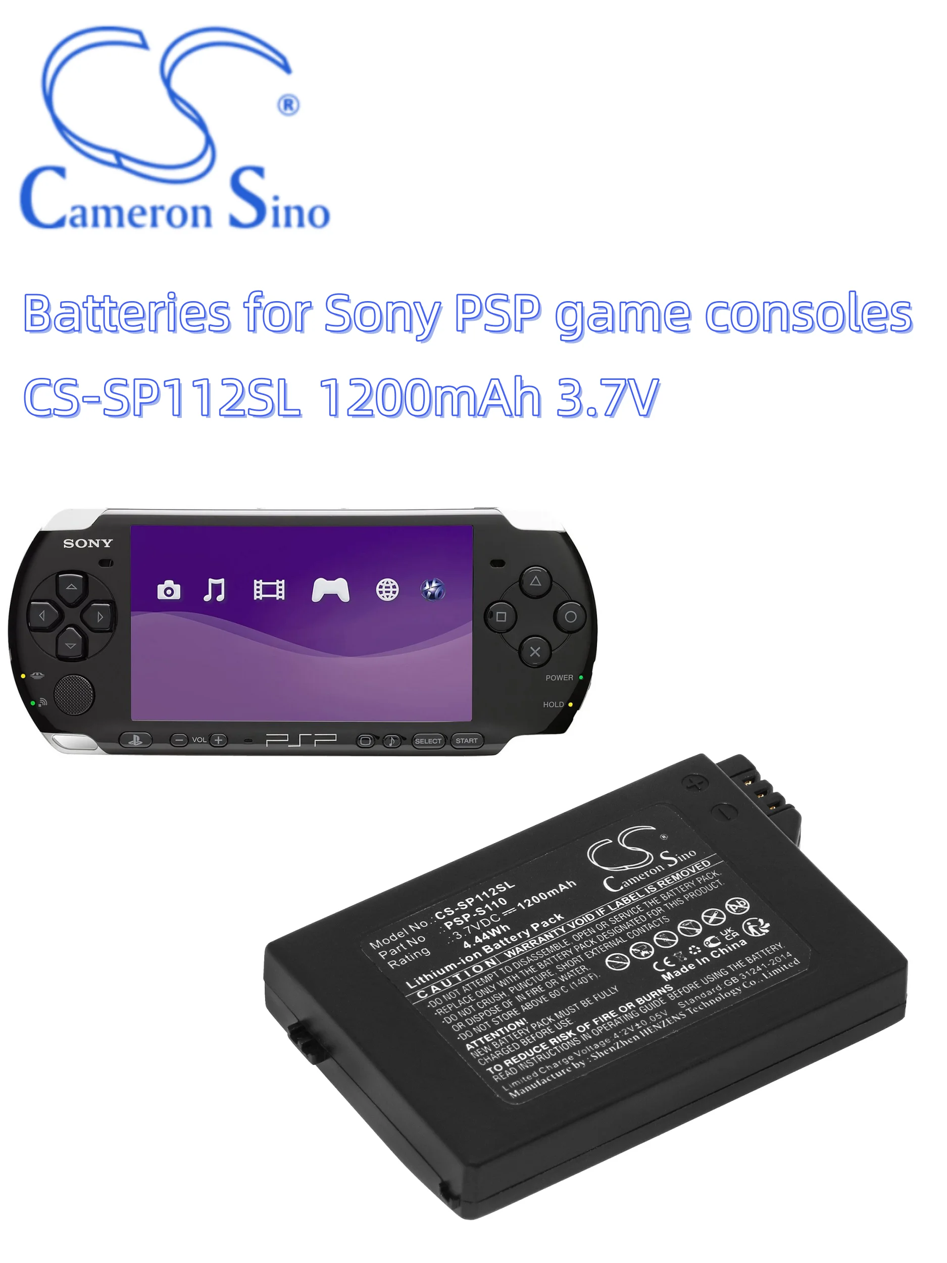 

battery Cameron sino batters Game Console battery CS-SP112SL Sony PSP Console Battery PSP 2th Silm Lite PSP-2000 PSP-3000